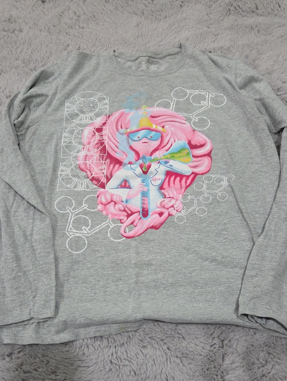 Loot Crate Adventure Time Princess Bubblegum Gray Long-Sleeve Graphic Top